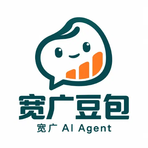 宽广豆包标志，将豆包、对话气泡与数据柱状图融为一体
